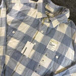 Sonoma Mens XL Blue Plaid Flannel Shirt Button Front Cotton Super Soft